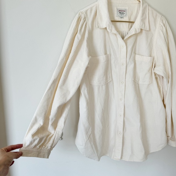 American Eagle Off White Cream Oversized Corduroy Button Down Shirt XL - Picture 2 of 6